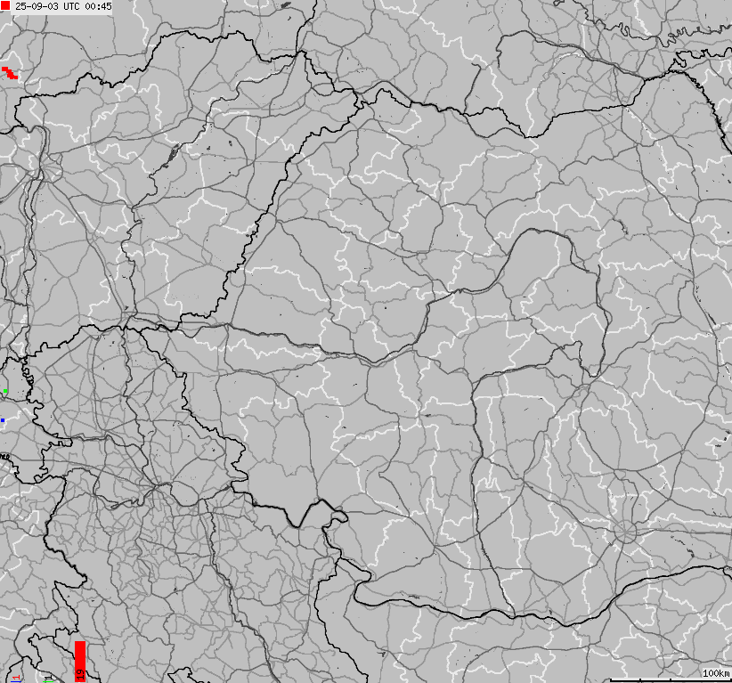 Mapa wyładowań atmosferycznych Bułgarii, Mołdawii, Rumunii