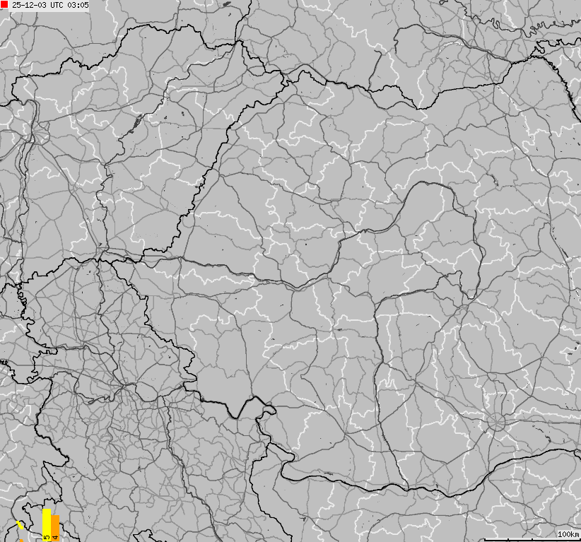 Mapa wyładowań atmosferycznych Bułgarii, Mołdawii, Rumunii