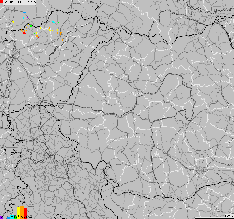 Map of lightnings Bulgaria, Moldavia, Romania