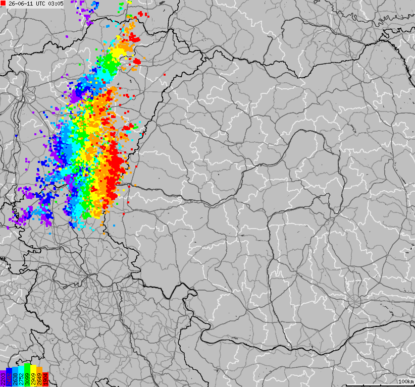 Map of lightnings Bulgaria, Moldavia, Romania