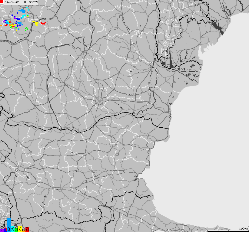 Mapa wyładowań atmosferycznych Bułgarii, Mołdawii, Rumunii