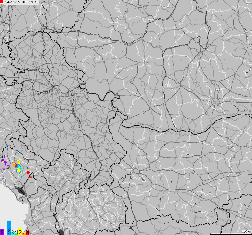 Map of lightnings Bulgaria, Moldavia, Romania