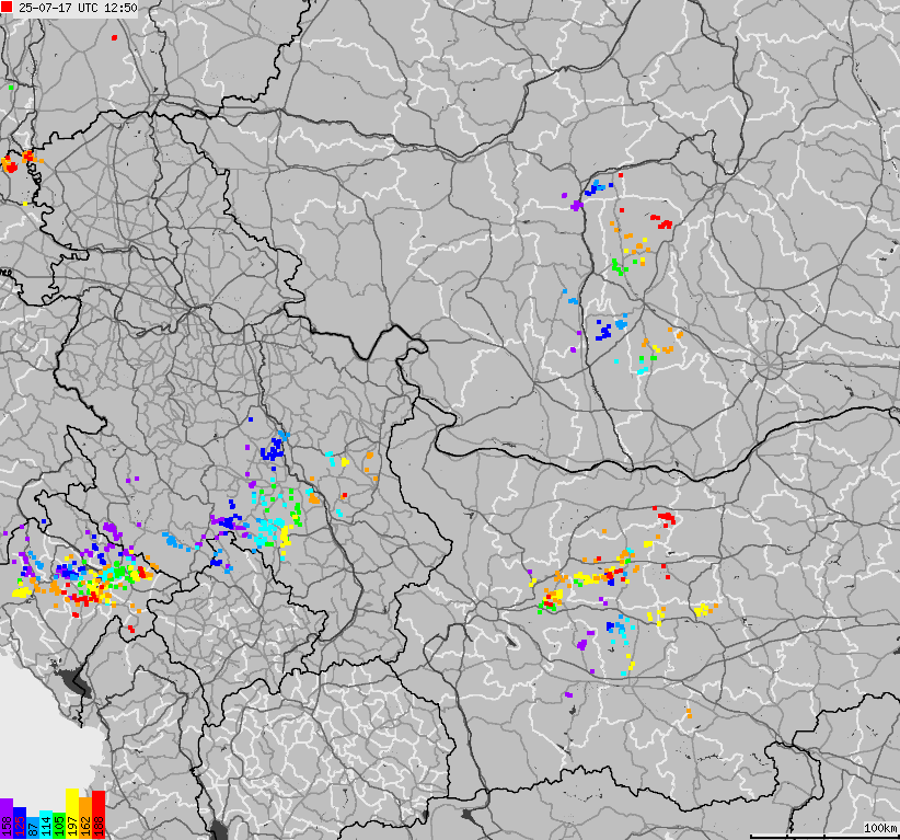 Map of lightnings Bulgaria, Moldavia, Romania