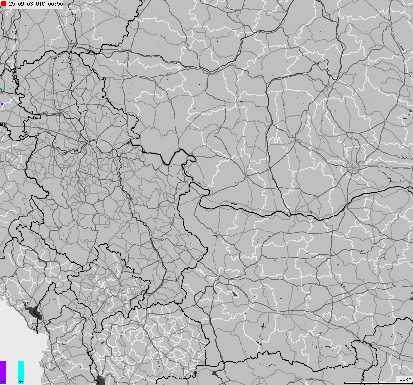 Mapa wyładowań atmosferycznych Bułgarii, Mołdawii, Rumunii