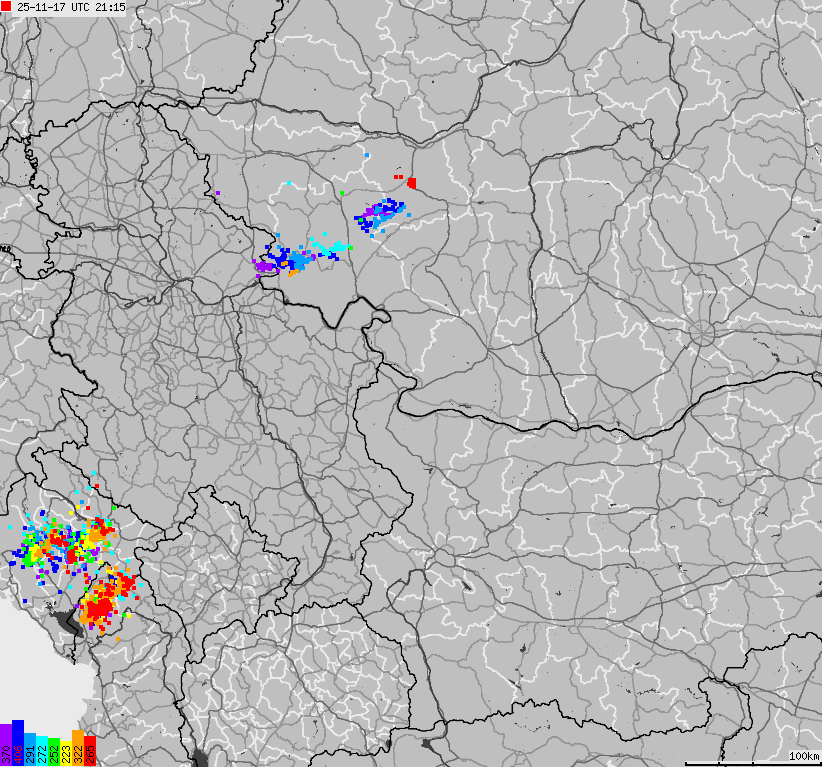 Map of lightnings Bulgaria, Moldavia, Romania