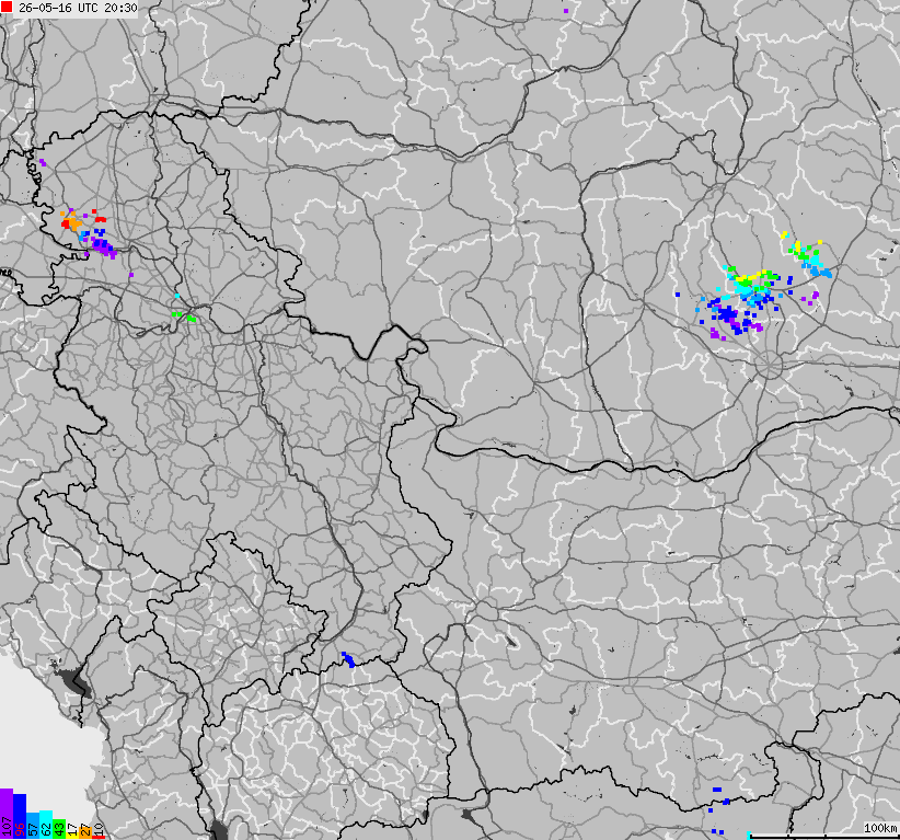 Map of lightnings Bulgaria, Moldavia, Romania