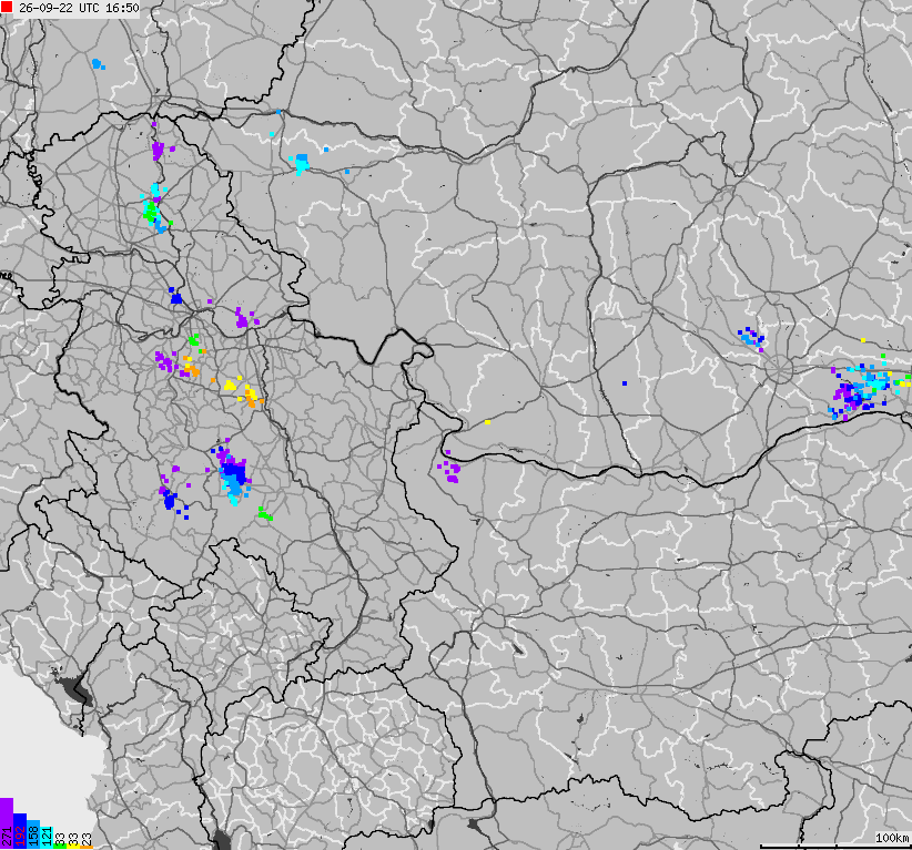 Map of lightnings Bulgaria, Moldavia, Romania