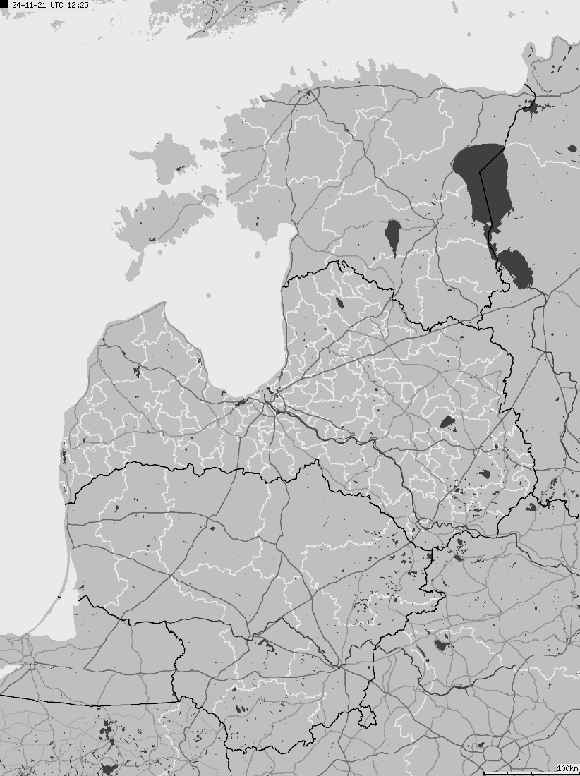 Mapa wyładowań atmosferycznych na obszarze Estonii, Litywy, Łotwy