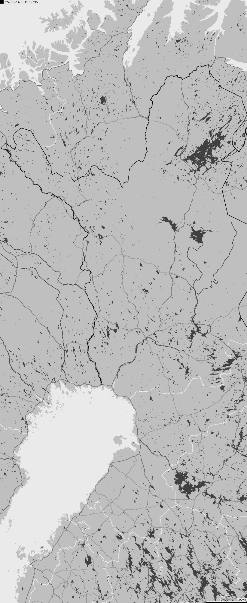 Mapa wyładowań atmosferycznych na obszarze Finlandii