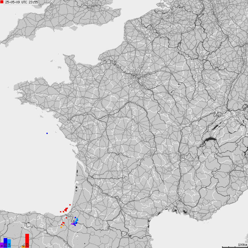 Map of lightnings France