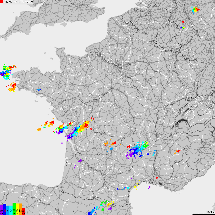 Map of lightnings France