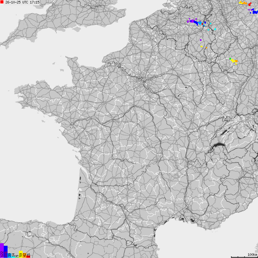 Map of lightnings France