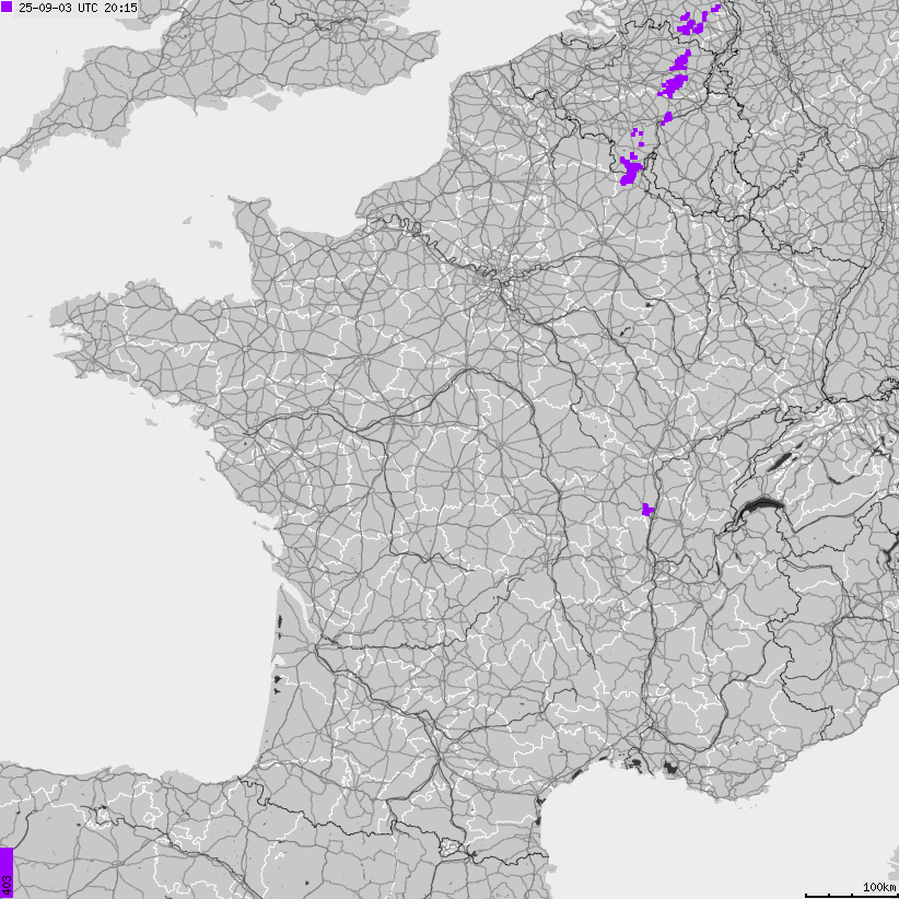 Map of lightnings France