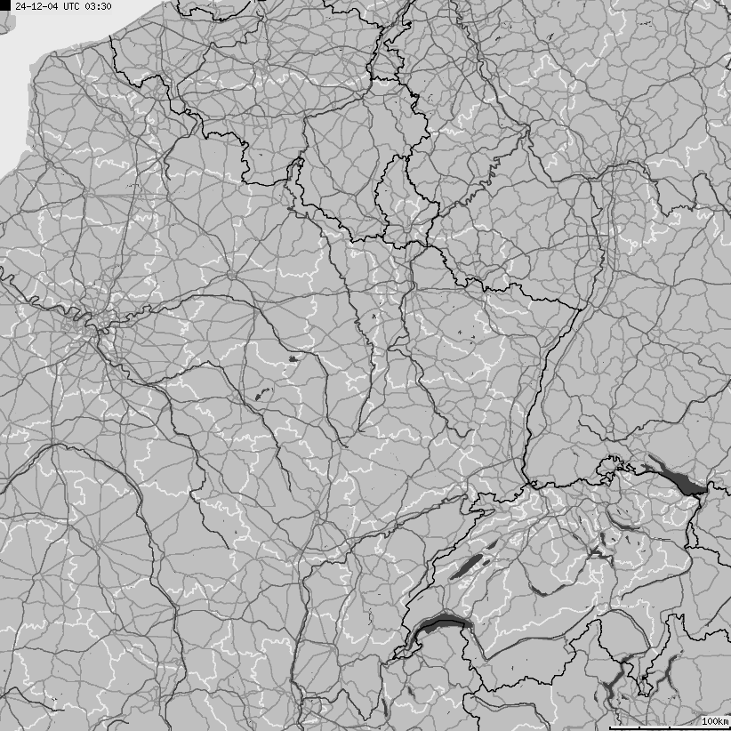 Mapa wyładowań atmosferycznych Francji