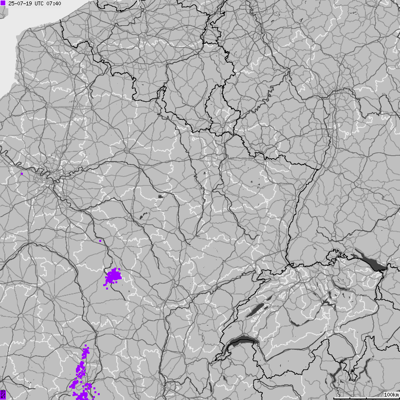 Map of lightnings France