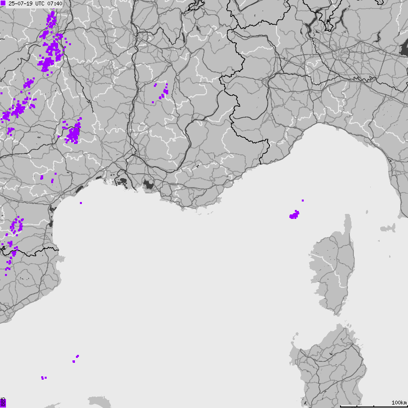 Map of lightnings France