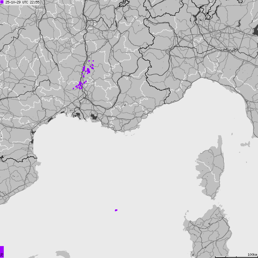 Map of lightnings France