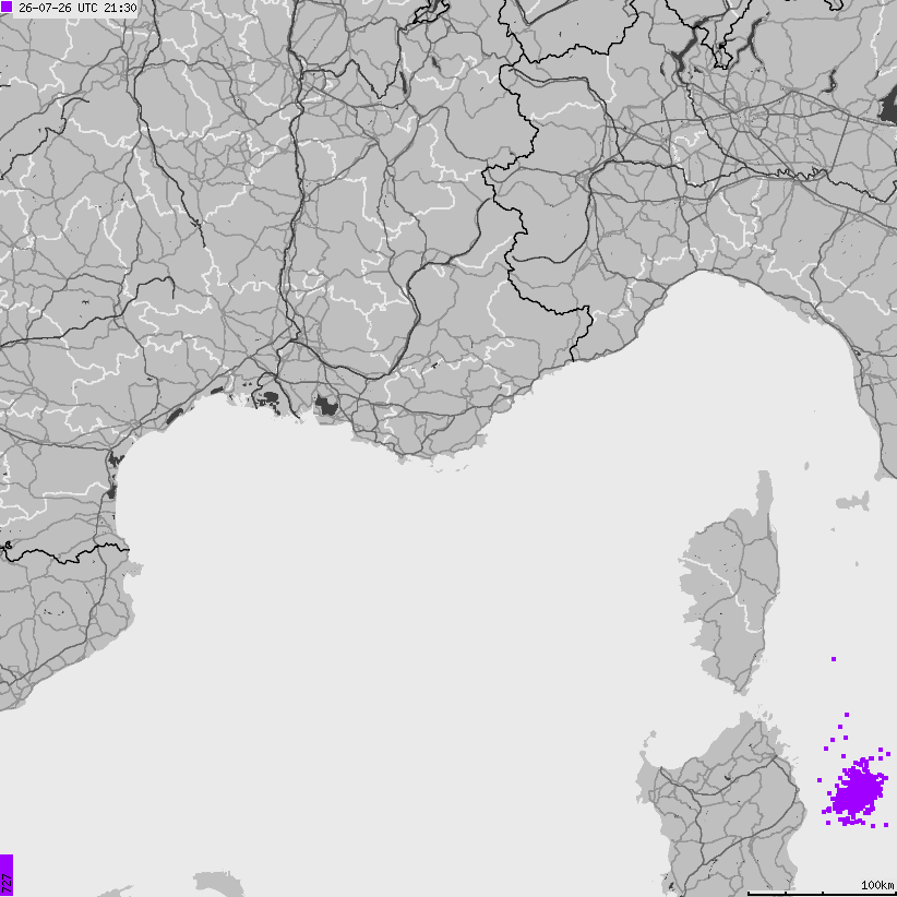 Map of lightnings France