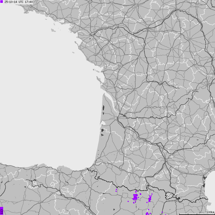Map of lightnings France