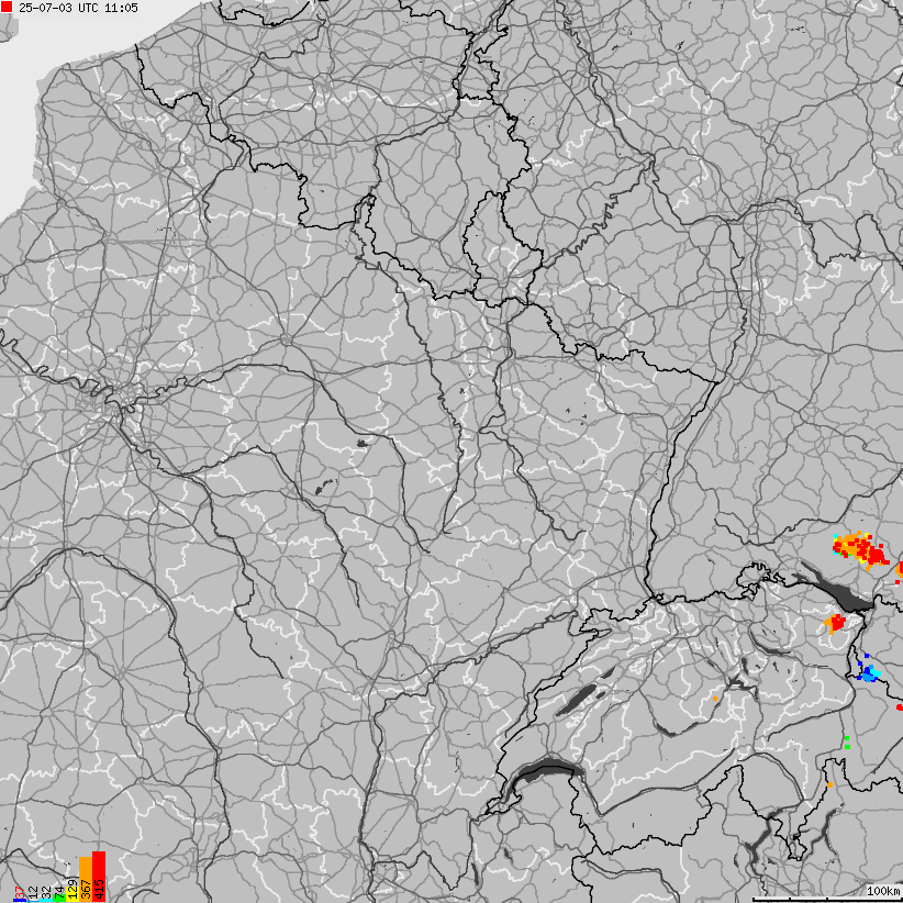 Map of lightnings France