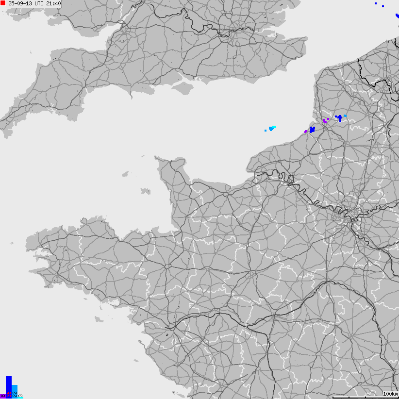 Map of lightnings France