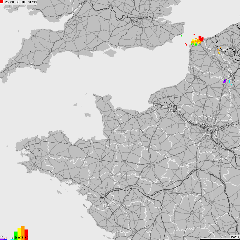 Map of lightnings France
