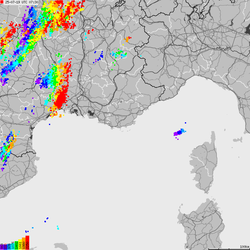 Map of lightnings France