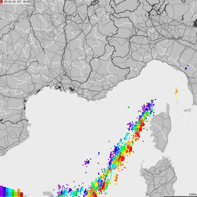 Map of lightnings France