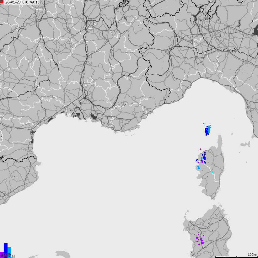 Map of lightnings France