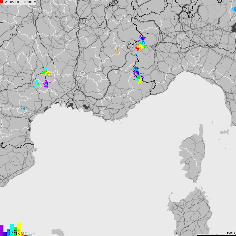 Map of lightnings France
