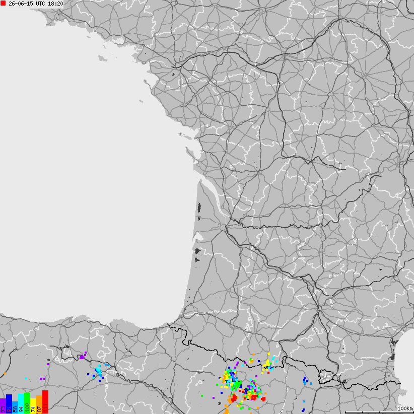 Map of lightnings France