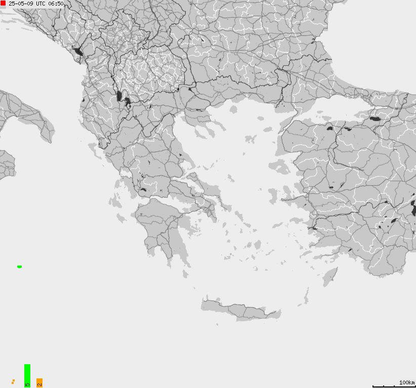 Mapa wyładowań atmosferycznych Grecji