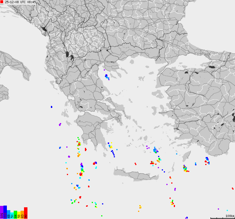 Map of lightnings France