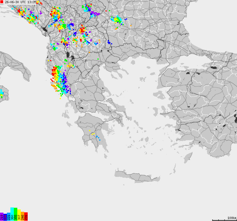 Map of lightnings France
