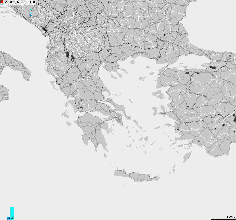 Mapa wyładowań atmosferycznych Grecji