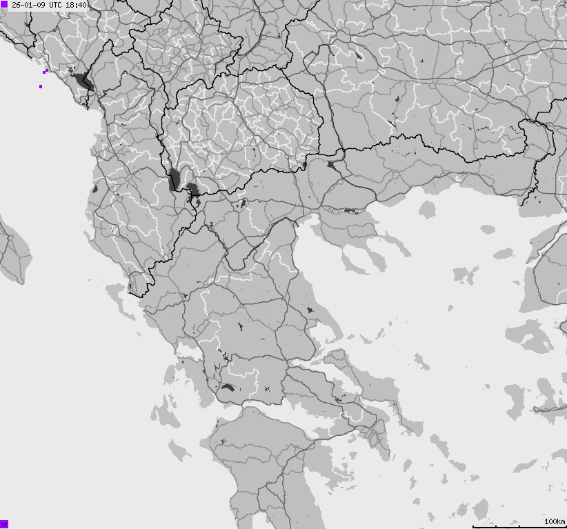 Mapa wyładowań atmosferycznych Grecji