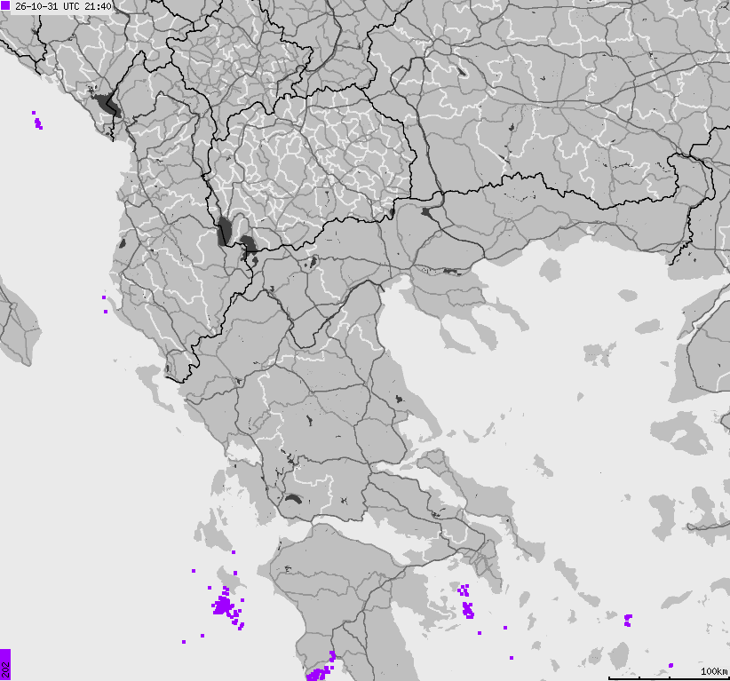 Mapa wyładowań atmosferycznych Grecji