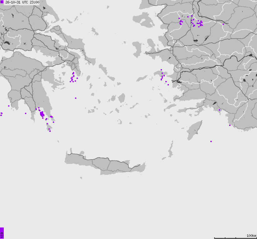 Mapa wyładowań atmosferycznych Grecji