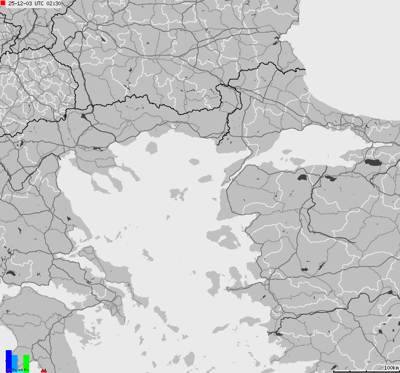 Mapa wyładowań atmosferycznych Grecji