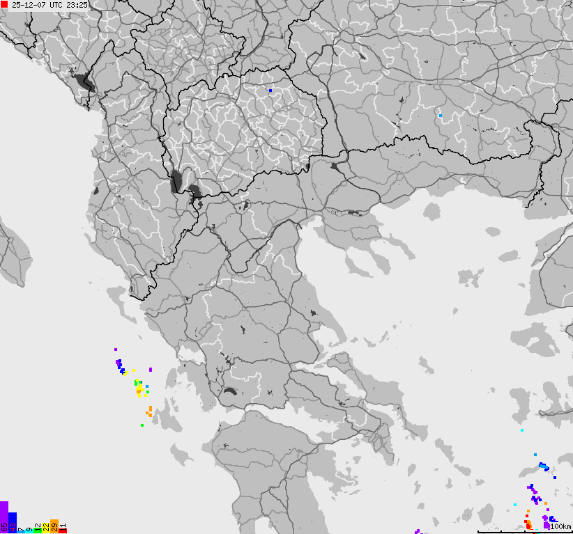 Mapa wyładowań atmosferycznych Grecji
