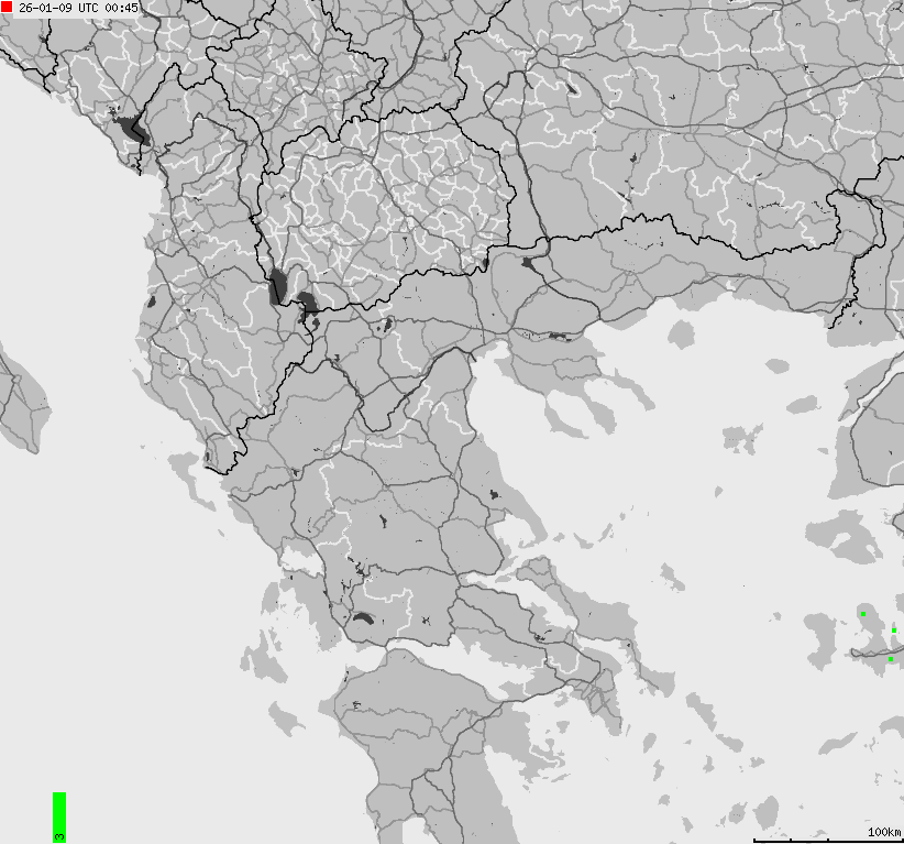 Mapa wyładowań atmosferycznych Grecji