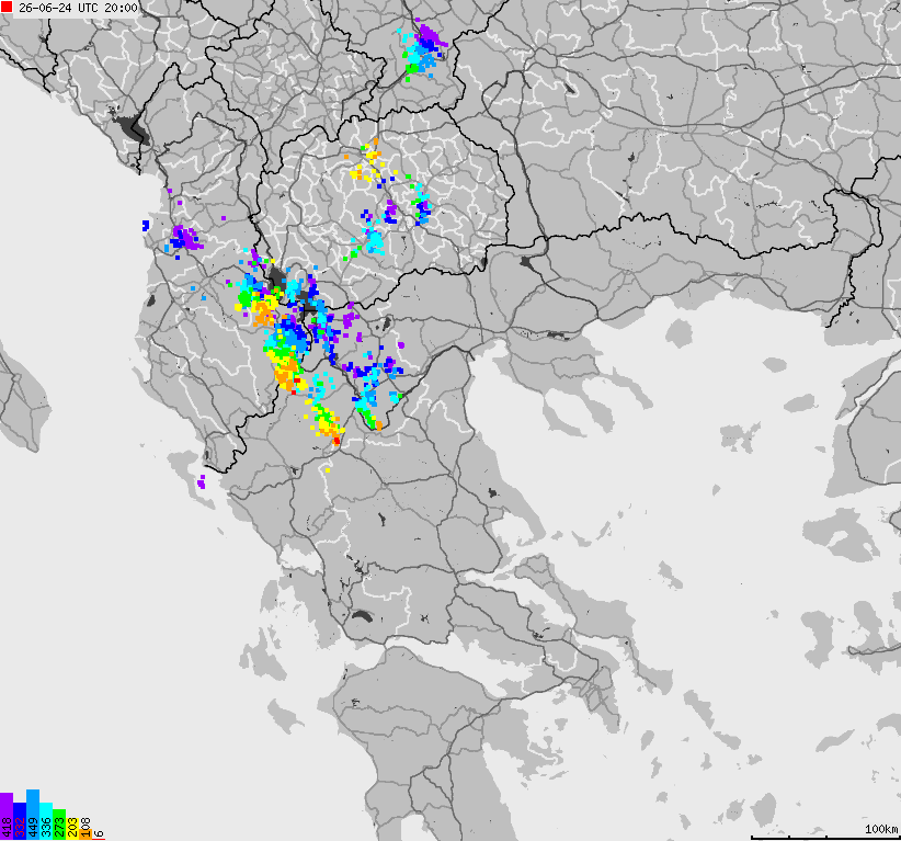 Mapa wyładowań atmosferycznych Grecji