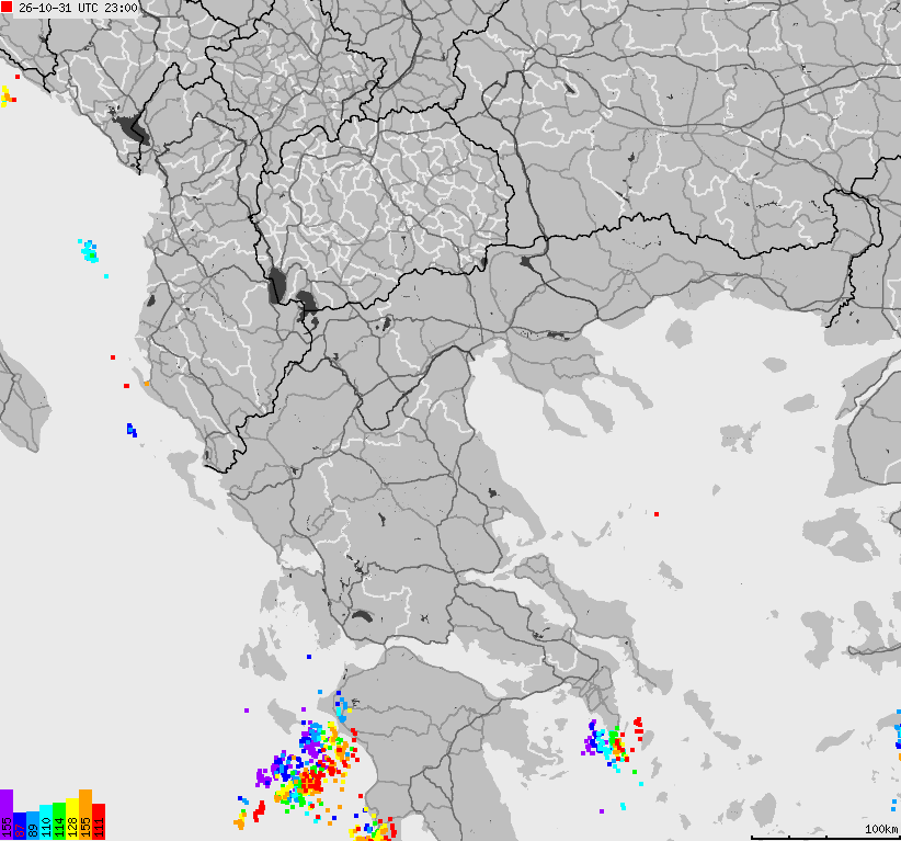 Mapa wyładowań atmosferycznych Grecji