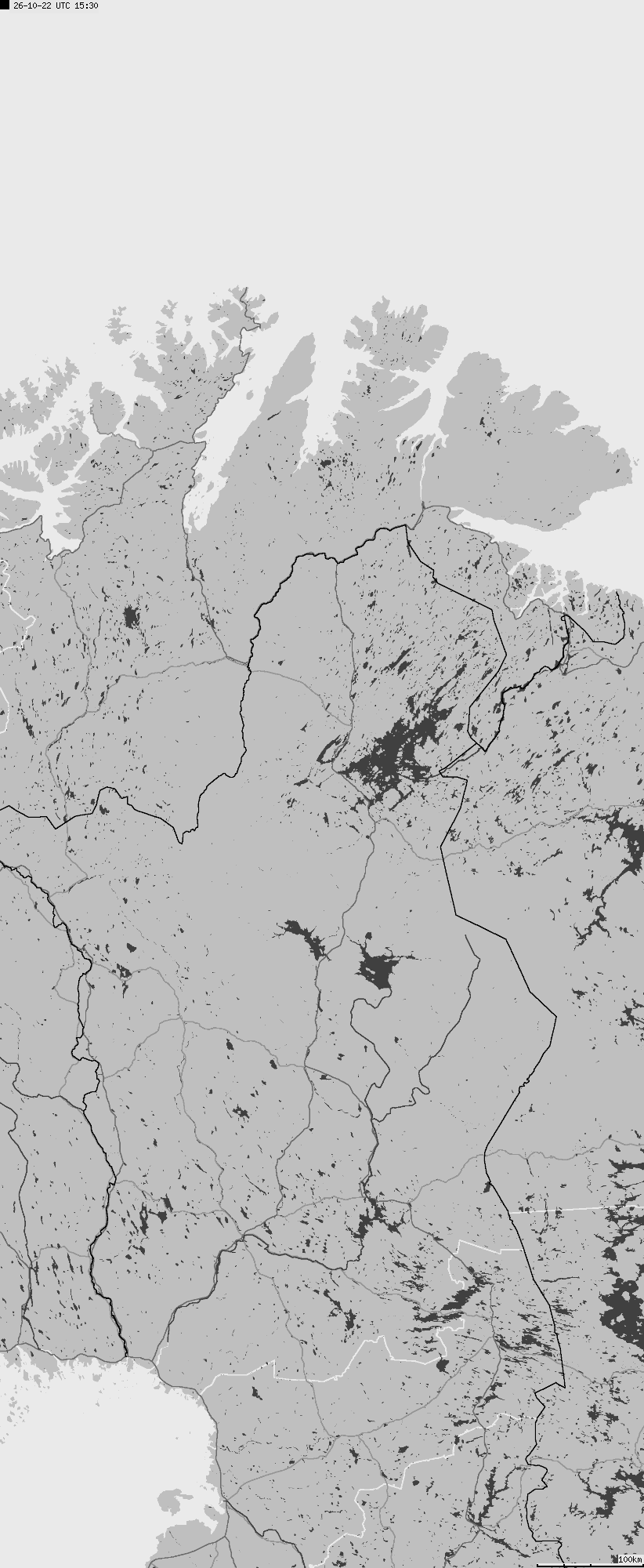 Mapa wyładowań atmosferycznych na obszarze Norwegii