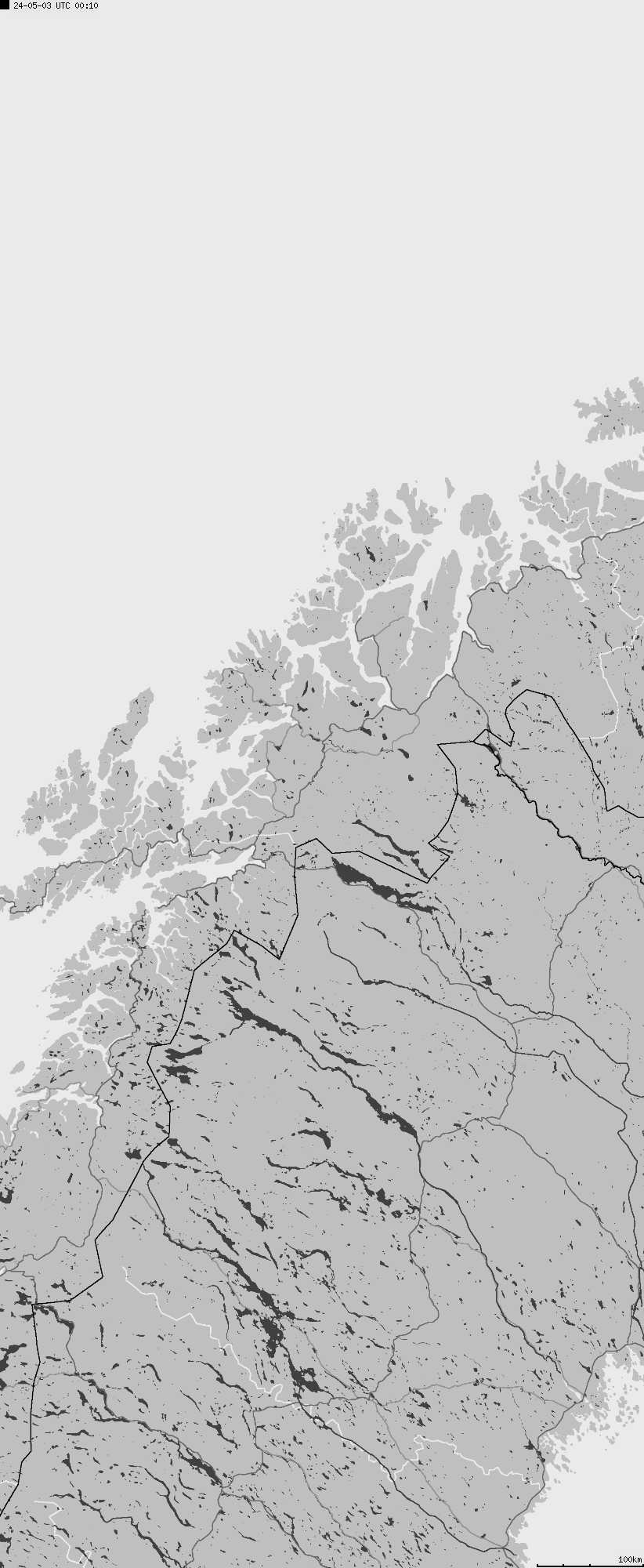 Mapa wyładowań atmosferycznych na obszarze Norwegii