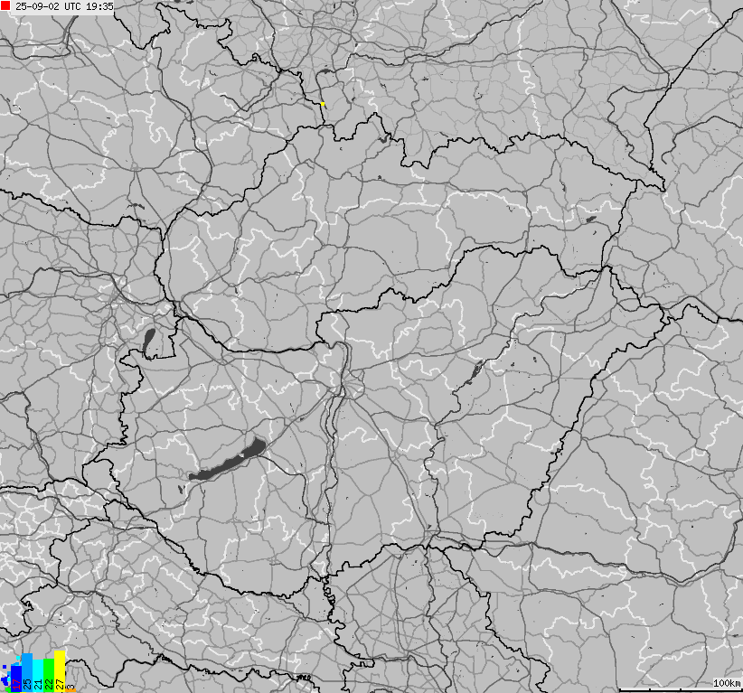 Mapa wyładowań atmosferycznych na obszarze Słowacji, Węgier