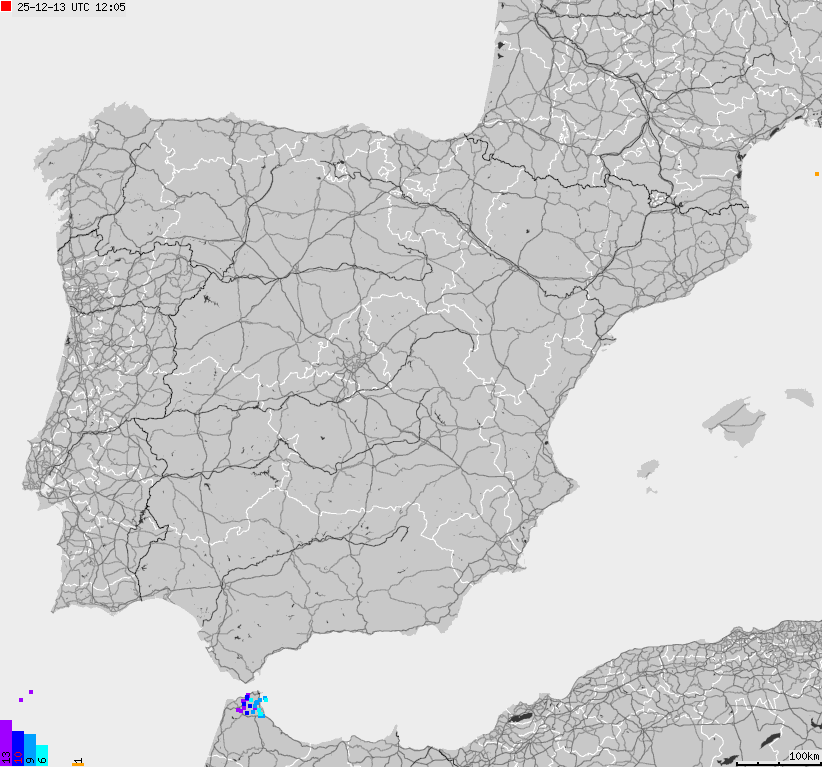 Map of lightnings Spain, Portugal