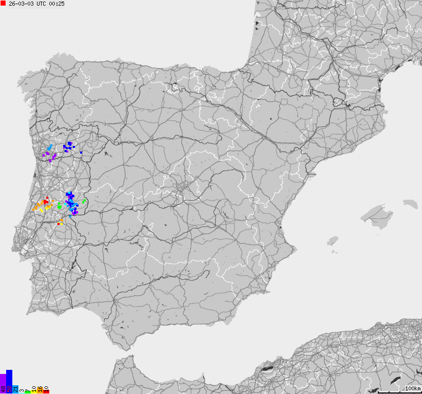 Map of lightnings Spain, Portugal