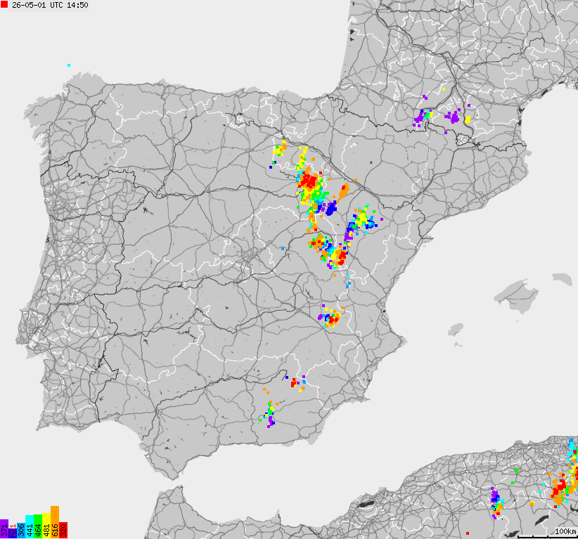 Map of lightnings Spain, Portugal