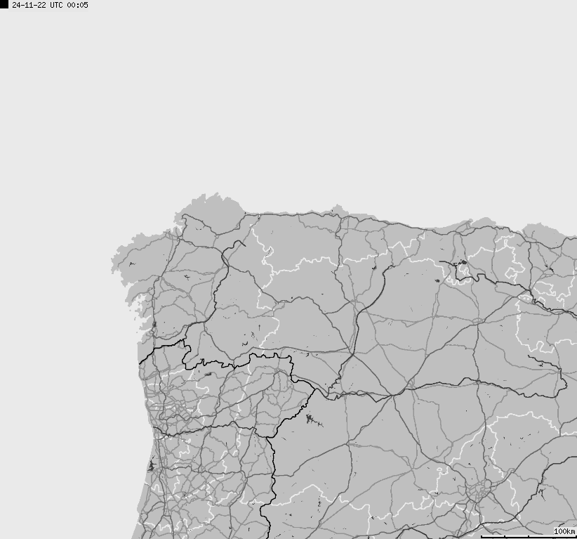 Mapa wyładowań atmosferycznych Hiszpanii, Portugalii